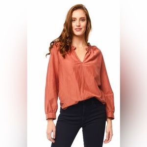 Able Sylvia Ruffle Silk Cotton Blouse, L